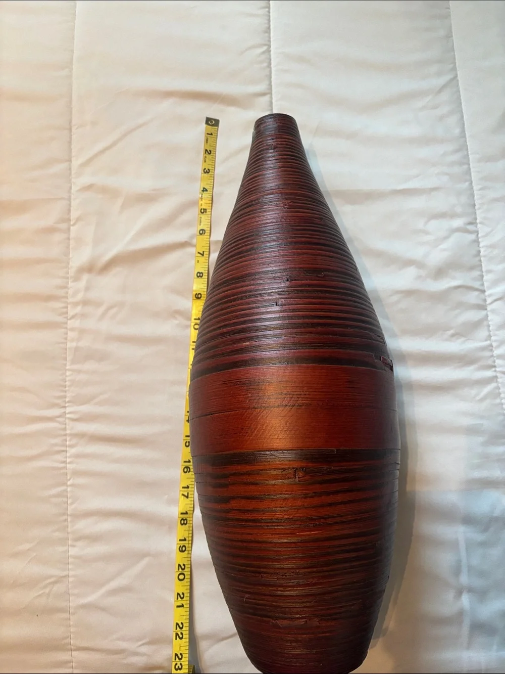 Modern Ribbed Floor Vase in Red and Brown - Home Accents